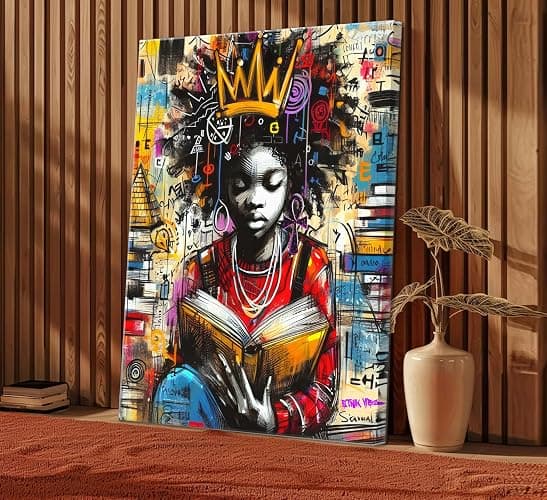YKSKQCMT Black Girl Reading Wall Art Graffiti Girl Books Motivational Wall Decor Black Pride Pictures African American Girls Books Canvas Posters for Tween Girls Room Study Reading Room thumbnail 4