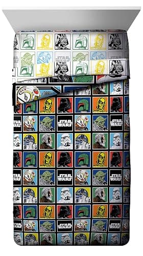 Jay Franco Star Wars Classic Grid 4 Piece Twin Bed Set - Includes Reversible Comforter & Sheet Set - Bedding Features Luke Skywalker - Super Soft Fade Resistant Microfiber thumbnail 3