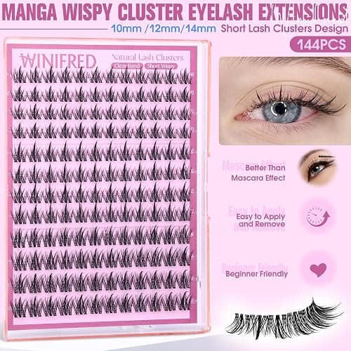 Winifred Fairy Lash Clusters Wispy Eyelash Clusters 10-14mm Cluster Eyelash Extensions Natural Invisible Clear Band Lashes Clusters Spiky Anime Lash Extension Natural Look Manga Individual Lashes thumbnail 5