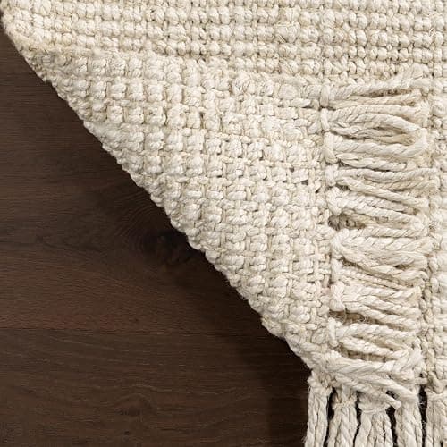 nuLOOM 6x9 Daniela Jute Tassel Hand Woven Area Rug, Off White, Solid Chunky Farmhouse Design, Natural Fiber, For Bedroom, Dining Room, Living Room, Hallway, Office, Entryway thumbnail 7