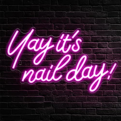 Kavaas Yay It's Nail Day Neon Sign - Neon Sign for Salon Bar, Beauty Room, Bedroom - Great Gift for Nail Tech Girls, Christmas, Birthday - Image 1