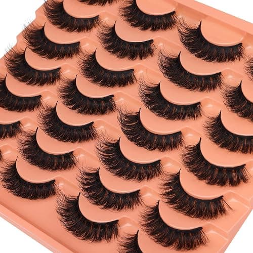 Short Lashes Natural Look False Eyelashes Thick Volume Faux Mink Lashes Pack Wispy Strip Fake Eyelashes Cat Eye Lashes that Look Like Extensions 14 Pairs thumbnail 8