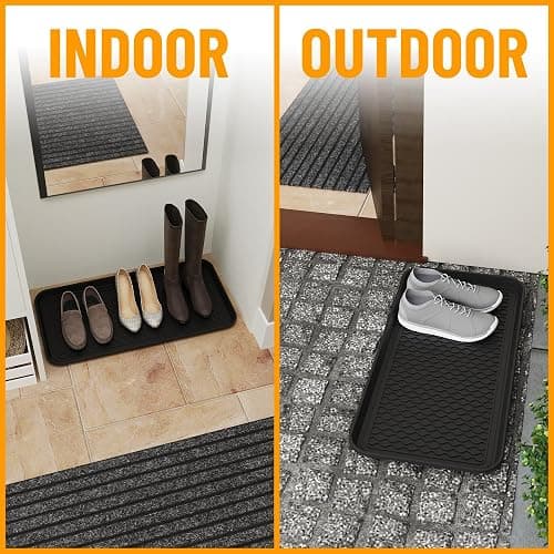Ottomanson 15" x 30" Multi-Purpose Boot Tray – Waterproof Shoe & Pet Feeding Spill Tray, Litter Box & Pee Pad Holder, Painting & Planting Mat, 1.2" Raised Edge Floor Protection thumbnail 4