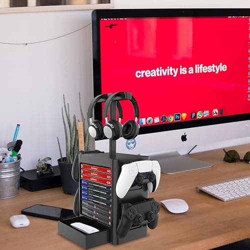 EJGAME Multifunctional Game Disk Storage Tower Holder,Game Disk Rack and Controller/Headset Stand Holder Compatible with Xbox Series X/Nintendo Switch/PS5/PS4 thumbnail 6