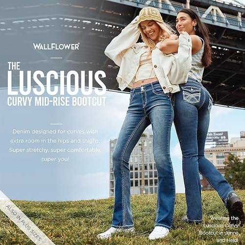 WallFlower Luscious Curvy Bootcut Jeans for Wome n, Siz es 0-24 | Mid-Rise, Insta Stretch Denim, Trendy Jeans for Women, Stretchy, Figure-Flattering, Classic, Juniors, Standard and Plus thumbnail 9