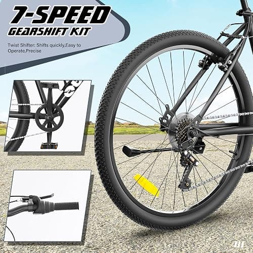 Betterland 26 Inch Mountain Bike with Adjustable Ergonomic Seat, 7/21 Speed Adult Bike with Dual V Brakes, Outdoor Cycling Bike with High Carbon Steel Frame and Front Suspension thumbnail 6