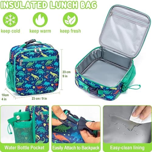 Fimibuke Bento lunch Box Set for Kids Adult with 8oz Thermos Food Jar, Insulated Lunch Bag &Sauce Cup, Leakproof Dishwasher Safe Toddler Lunch Food Container with 3-4 Compartment for School Girls Boys thumbnail 5