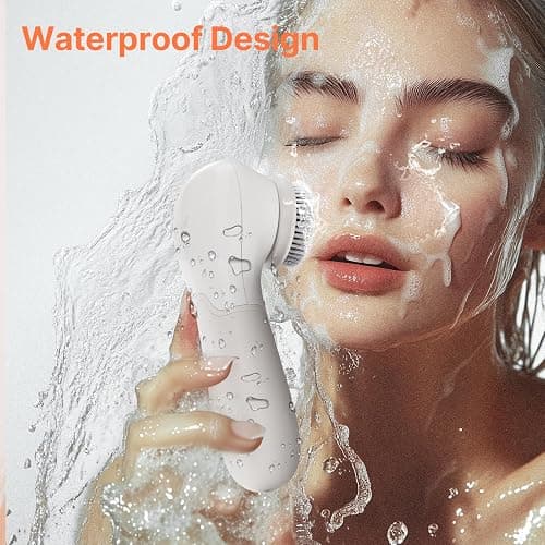 Face Scrubber with 3 Brush Heads & 2 Speeds - Deep Cleaning, Exfoliating, and Massaging for All Skin Types - Facial Cleansing Brush Includes Silicone Head, Travel Case & Free-Plastic Packaging thumbnail 5