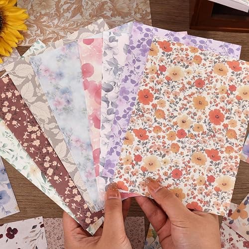 180 Sheets Vintage Floral Scrapbook Paper - 9 Themes Aesthetic Small Flowers Pattern, Decorative Craft DIY Paper Kit for Bullet Journal, Junk Journal Supplies, Collage, Cardmaking 5.5x8 Inch thumbnail 6