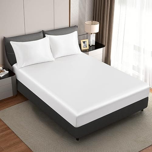 HommxJF White Satin Pillowcase Standard Set of 2 with Envelope Closure，White Silk Pillowcase for Hair and Skin (20x26) thumbnail 2