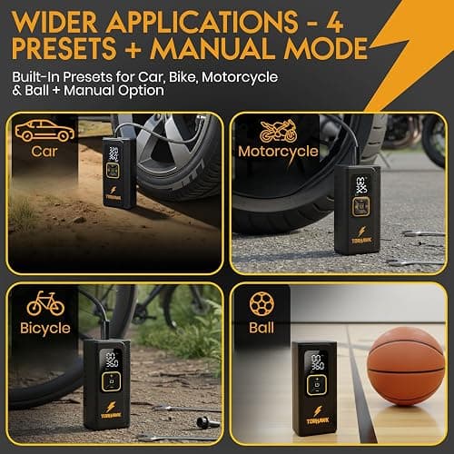 Portable Tire Inflator Air Compressor for Car Tires, Dual Cylinder, Cordless Air Pump for Car, Truck, SUV, 160 PSI, Dual Power, 7500mAh Battery, 12V DC, LED Light & Auto Shut-Off thumbnail 8