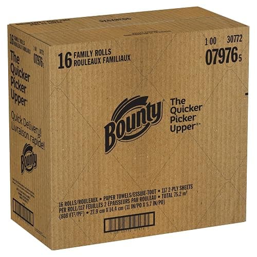 Bounty Paper Towels Quick Size, White, 16 Family Rolls = 40 Regular Rolls thumbnail 12