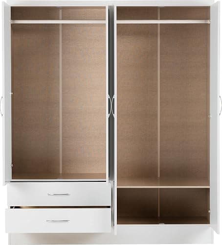 Seconique Nevada 4 Door 2 Drawer Wardrobe in White Gloss thumbnail 6