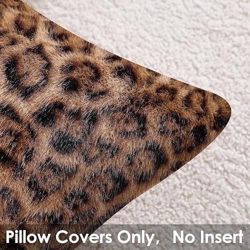 SYSLOON Faux Fur Cheetah Print Pillow Covers 20x20 Inch Set of 2, Leopard Print Decorative Pillow Covers Home Decor for Living Room Sofa & Bed, Beige Brown Leopard thumbnail 8