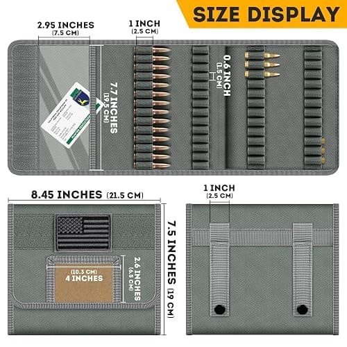 bvya Tactical Molle Outdoor 100 Rounds Rifle Ammo Bag Foldable Utility Hunting Rifle Magazine Pouch 100 Rifle Bullets Cartridge Holder for .22LR .222 .223 REM 5.56mm thumbnail 4