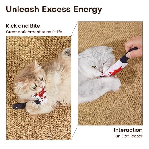 Potaroma 4Pcs Cat Toys, Horror Halloween Knife-Shaped Kitten Catnip Crinkly Sound Toys, Indoor Exercise for All Cat Breeds 6.5 Inches thumbnail 5