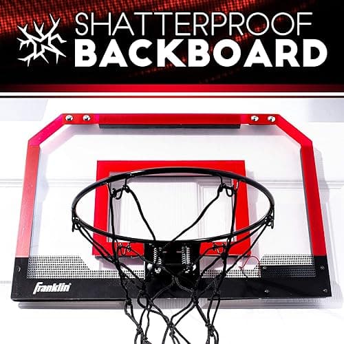 Franklin Sports Over The Door Indoor LED Basketball Hoops-Steel Rim Mini Basket-Includes Ball and Pump-Light Up Backboard thumbnail 8