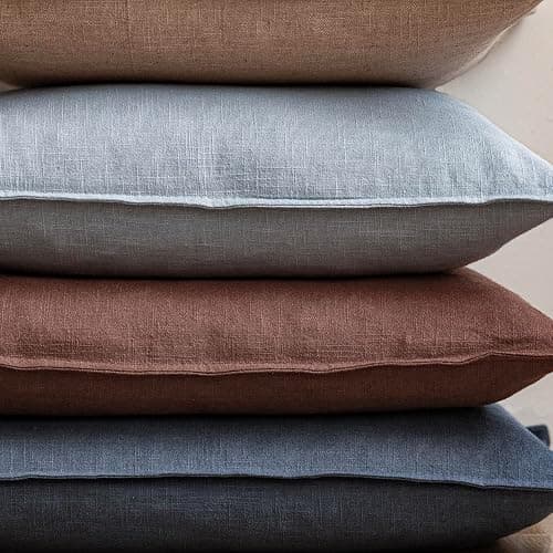 Foindtower Decorative Linen Lumbar Throw Pillow Covers 12x20 Inch Sky Blue | Pack of 2 Boho Farmhouse Pillowcase,Accent Neutral Solid Cushion Covers,Morden Home Decor for Couch Sofa Bedroom Living Room thumbnail 5
