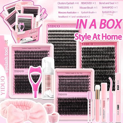 YIDUO 994Pcs Lash Clusters Kit Gift Packs 60D/80D/100D Volume 3D Clusters Lashes Extensions Kit 10-20mm D Curly Wispy Soft DIY Individual Eyelash Extension Kit 4 Box pestañas postizas Bulk Pack thumbnail 6