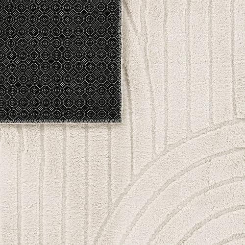 TT Home Shaggy Tapis Chambre Haut Poil Bohème Scandi Abstrait Unis Lavable Geometrique, Couleur:Beige Clair Crème Clair, Dimension:120x160 cm thumbnail 5