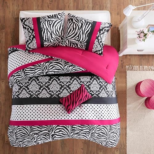 Intelligent Design Comforter Set Fun Bedroom Décor - Modern All Season Polka Dot Print, Vibrant Color Cozy Bedding Layer, Matching Sham, Decorative Pillow, Twin/Twin XL, Zebra Pink 3 Piece thumbnail 3