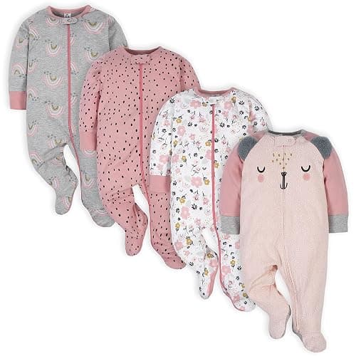 Gerber Baby Girls 4 Pack Sleep 'N Play Footie - Image 1
