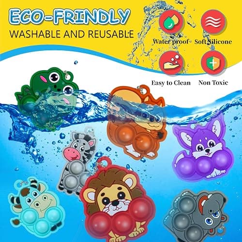 Animal Party Favors for Kids Fidget Toys Bulk Mini Pop Keychain,Stress Relief Sensory Toys,Goodie Bags Stuffer,Classroom Prizes,Birthday Gifts for Boys & Girls,24 Pcs thumbnail 4