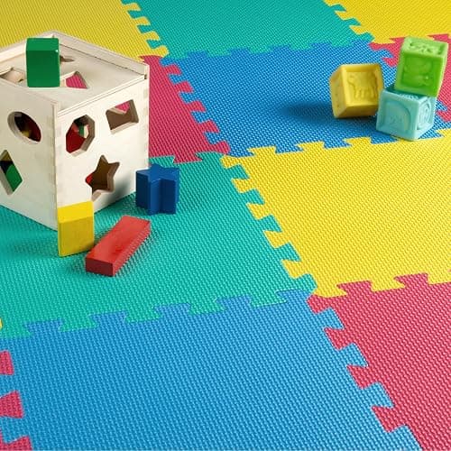 Interlocking Floor Mats - 8-Piece Nontoxic Exercise Mat or Play Mat for Toddlers, Babies or Kids - Foam Padding for Home Gym by Stalwart (Multicolor) thumbnail 2