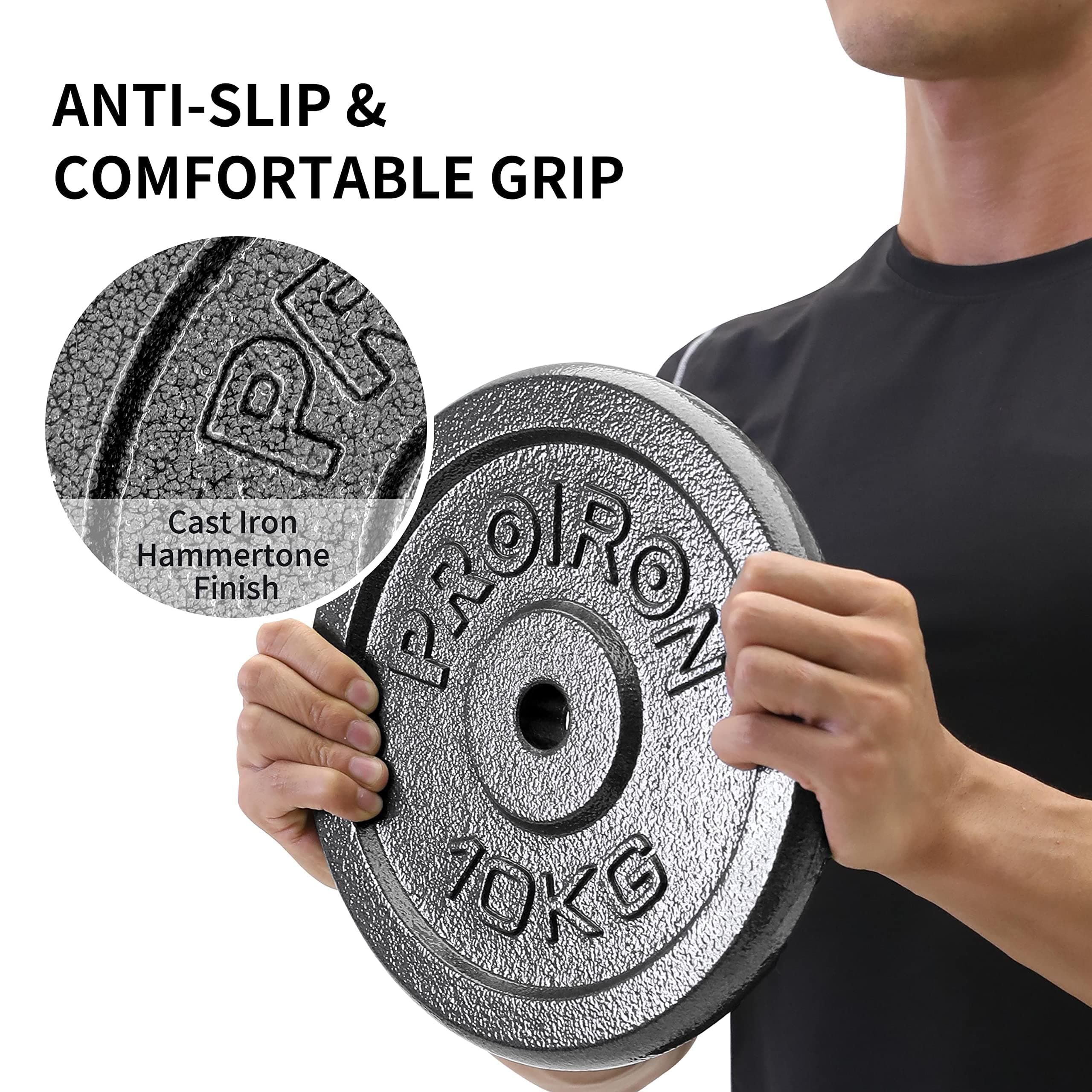 PROIRON Cast Iron Weight Plates Set 1.25kg,2.5kg,5kg,10kg (Choice of Sizes) for 1" Dumbbell Handle Bar thumbnail 4