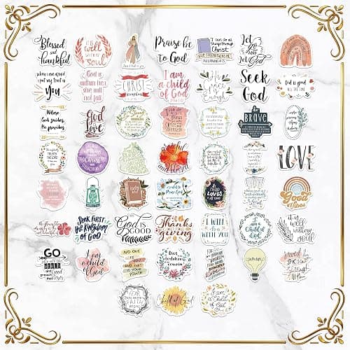 200 PCS Christian Bible Verse Jesus God Stickers - Waterproof Vinyl Scripture Stickers for Bible Journaling Supplies, Water Bottles, Laptops, Notebooks - Religious Inspirational Decals for Faith Gifts thumbnail 4