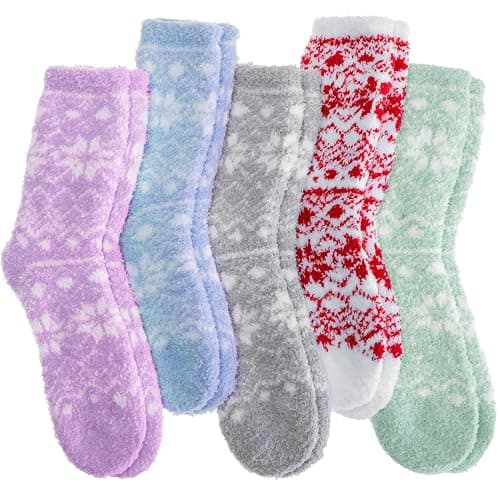Fuzzy Slipper Socks Thick Fluffy Warm Winter Cozy Plush Soft Sleep Home Socks for Women Men - Image 1