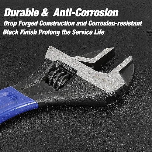 WORKPRO 2-Piece Adjustable Wrench Set, 6-Inch & 10-Inch Wide Jaw Black Oxide Wrench, Cr-V Steel, Metric & SAE Scales, Max Jaw Opening 15/16" & 1-5/16", for Home Repairs, Plumbing, Garage Work thumbnail 5