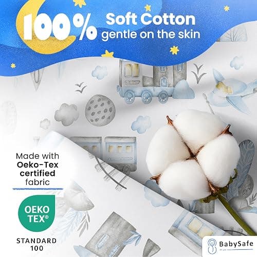 BABYSAFE Baby Cot Bed Duvet Cover Set Girls 120 X 90 with Toddler Pillowcase 40x60 Cm 100% Cotton - Toddler Duvet Cover Set in 100% Oeko-Tex Certified Cotton - Made in Europe thumbnail 3