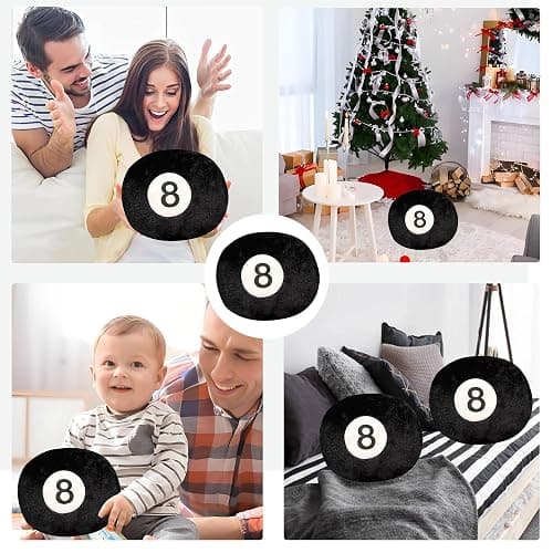 AUCOOMA Billiard Pillow, 13.7" 8 Ball Pillow Plush Cushion, Fluffy Decorative Soft Creative Sport Stuffed Animal Toys Cuddle Gift Black thumbnail 6