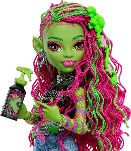 Monster High Venus McFlytrap Doll with Plant Monster Pet Cat Chewlian and Accessories Like Backpack, Notebook, Snacks and More thumbnail 3