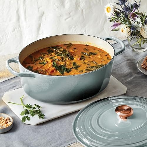Le Creuset Signature 8-quart Oval Dutch Oven with Copper Knob - Enameled Cast Iron (Sea Salt) thumbnail 2