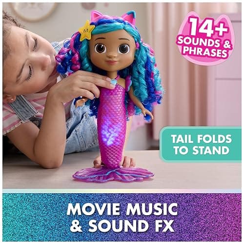 Gabby's Dollhouse The Movie, Sing & Shine Mermaid Gabby Doll Toy | 13-Inch Doll, Lights & Sounds, Waterproof Design, Interactive Roleplay, Kids Toys for Girls & Boys Ages 3 and Up thumbnail 3