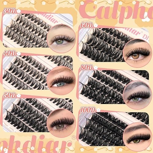 Calphdiar Eyelash Clusters 30D+40D+50D+60D+80D+100D Lash Clusters Wispy Individual Lashes 476PCS D-curly Lash Extension 10-16MM Natural Lashes Clusters DIY Cluster Eyelash Extensions for Beginners thumbnail 3