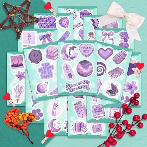 100Pcs Purple Aesthetic Stickers, Cute Girly Violet Stickers - Purple Decals for Water Bottles, Laptops - Lavender Aesthetic Stuff for Adults, Laptop Accessories thumbnail 6