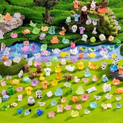 jrootouh 140 Pack Mini Animals Tiny Duck，Cow，Bee Figurines Bulk for Miniature Dollhouse Decor Accessories Garden Aquarium Potted Ornament Party DIY Charms Office Classroom Activity to Hide thumbnail 2