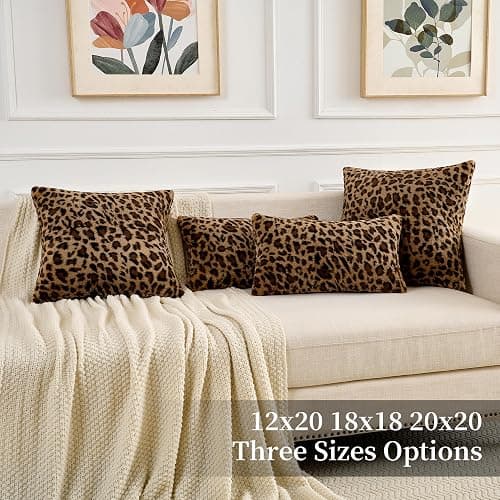 GALMAXS7 Cheetah Pillow Covers 18x18 Faux Fur Throw Pillow Covers Set of 2 Leopard Couch Pillow Covers Fluffy Soft Decorative for Home Living Room Bedroom thumbnail 6
