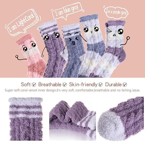 EBMORE Womens Fuzzy Socks Fleece Fluffy Cabin Plush Warm Sleep Soft Cozy Winter Adult Socks thumbnail 5