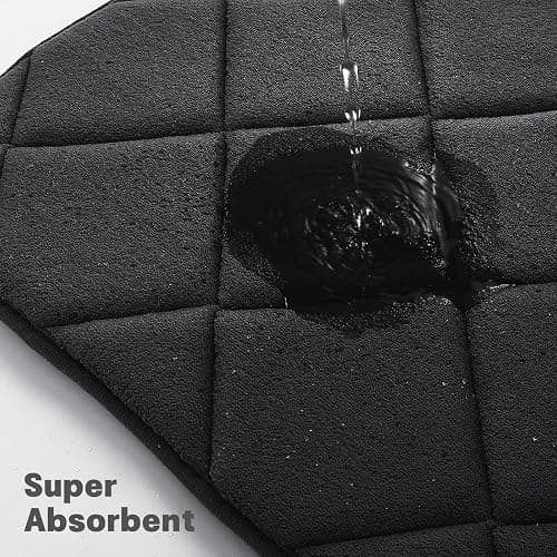 YIHOUSE Bathroom Rug Set, 4 Non Slip Memory Foam Bath Mats, Machine Washable, Water Absorbent for Tub, Toilet and Floor (Black) thumbnail 3