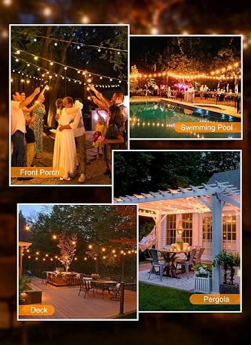 Outdoor String Lights, 55(50+5) FT 25 Bulbs IP65 Waterproof Patio Lights | Shatterproof Dimmable Hanging Connectable G40 Globe LED Outdoor Lights for Christmas, Backyard, Bistro, Porch thumbnail 5
