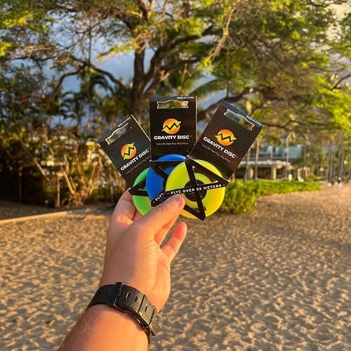 Gravity Disc Mini Frisbee - 3 Pack (Blue, Yellow, Green) Pocket Flying Discs - Disc Golf Accessories, Ultimate Frisbee, Trick Shots - Fun Outdoor Gifts for Camping, Travel, Yard Games thumbnail 7