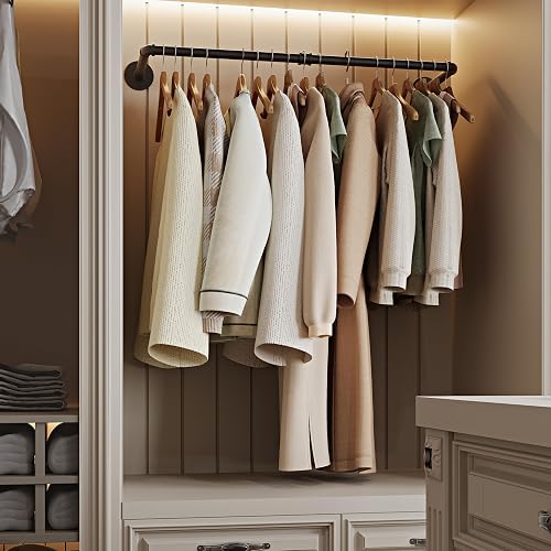 RSFMAS Wall Mounted Clothes Rack, Industrial Pipe Clothing Rack 28 Inch Black, Wall Clothes Hanger for Bedroom, Cloakroom, Closet, Hallway, Boutique Display, Drying Racks Wall-Mount for Laundry thumbnail 2