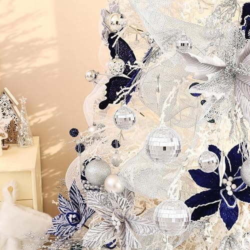 Sea Team 12 Pcs 4cm/1.57 Inch Silver Mirror Disco Balls Christmas Tree Bauble Hanging Ball - Perfect for Christmas Decor, Tree Ornament, Disco Party Decoration. thumbnail 5