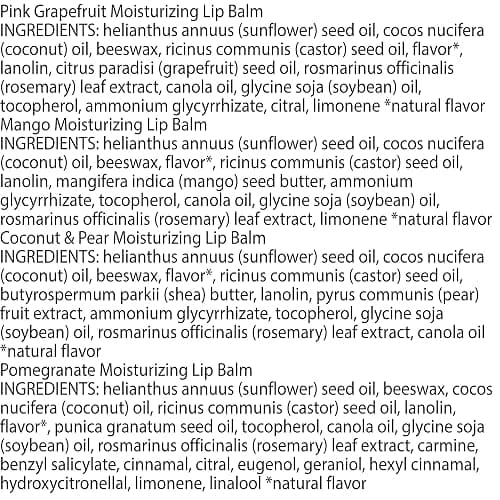 Burt's Bees Lip Balm - Pink Grapefruit, Mango, Coconut & Pear, and Pomegranate Pack, Lip Moisturizer With Beeswax, Tint-Free, Natural Origin Conditioning Treatment, 4 Tubes, 0.15 oz. thumbnail 10