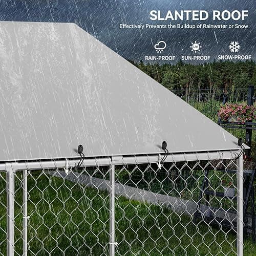 YITAHOME 7.5'x7.5' Outdoor Dog Kennel with Metal Dog Gate, Outdoor Dog Pens with Roof, Heavy Duty Dog Kennel for Backyard Farm Use thumbnail 3