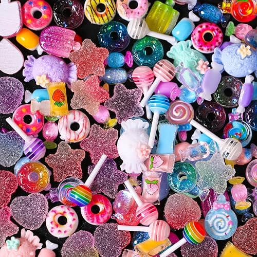 3D Mix Assorted Color Acrylic Multi Cute Nail Art Charms Hollow Candy Jewelry Supplies for Nail Art Design DIY Crafts Accessories (Macaron Candy) thumbnail 2